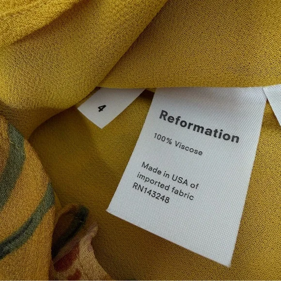 Reformation Scarlett V-Neck Mini Dress Orange Floral Size 4 - Picture 10 of 12